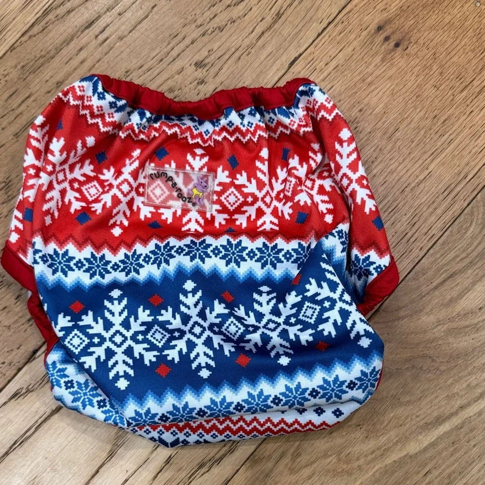 Rumparooz Nordic Red and Blue Snowflake Patterned One Size Diaper Cover